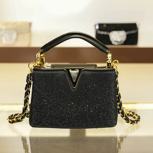 Celestara Crystal Luxe - Women's Glamorous Diamond-Embellished Shoulder & Crossbody Banquet Bag