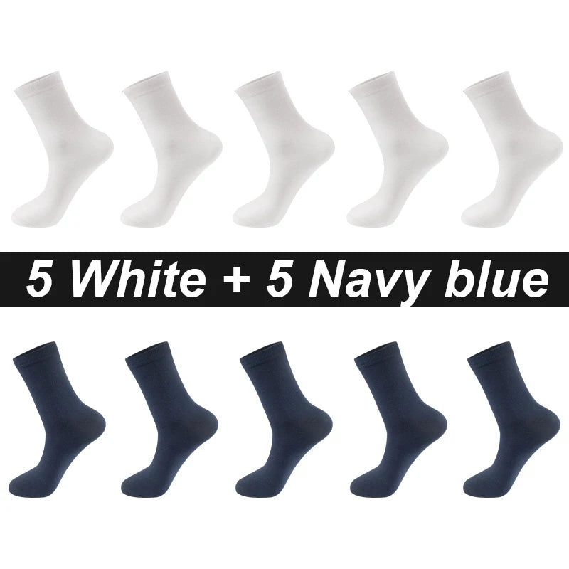 Men’s Combed Cotton Socks - 10 Pairs, Black Casual & Business Socks, Breathable High-Quality