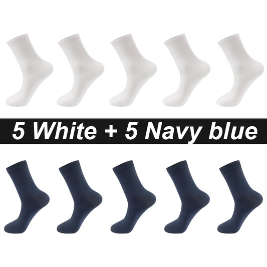 Men’s Combed Cotton Socks - 10 Pairs, Black Casual & Business Socks, Breathable High-Quality