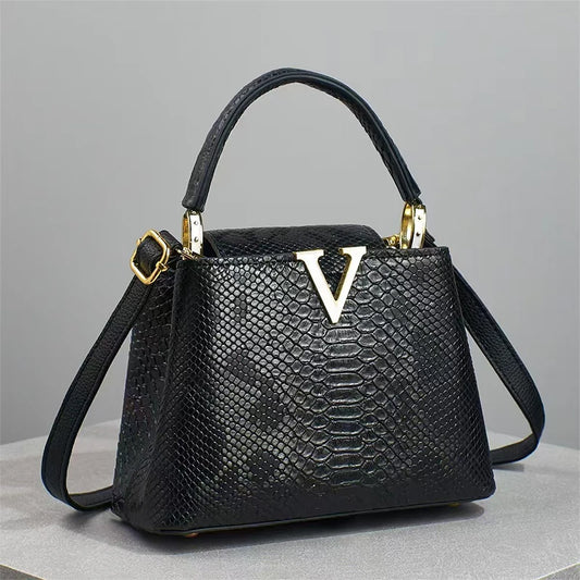 Astra Luxe - Genuine Leather Ostrich Pattern Shoulder & Crossbody Bag for Women