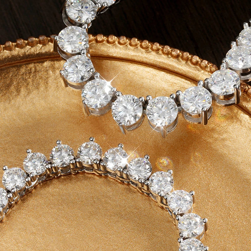 3-Claw D Color VVS1 Moissanite Tennis Necklace – 3mm / 4mm / 5mm GRA Certified Lab Diamond Chain, Solid 925 Sterling Silver Unisex Fine Jewelry