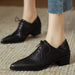 Genuine Leather Lace-Up Pumps for Women – Pointed Toe, Mid-Heel Office Shoes