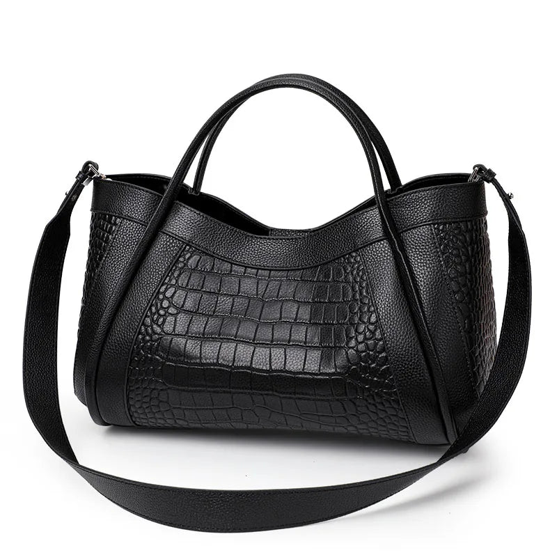 Aidrani Elegance - Premium Crocodile Embossed Leather Tote with Matching Pouch