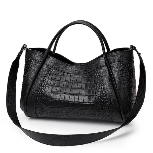 Aidrani Elegance - Premium Crocodile Embossed Leather Tote with Matching Pouch