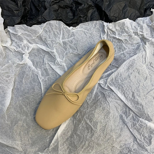 Women’s Spring Ballet Flats - Square Toe Slip-On Loafers for Casual Elegance