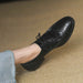 British-Style Fringe Oxfords - Vintage Cowhide Lace-Up Brogues for Women, Low Heel Flats