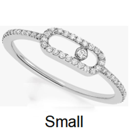 Exquisite Single Diamond Sliding Ring - 925 Sterling Silver Luxury Jewelry