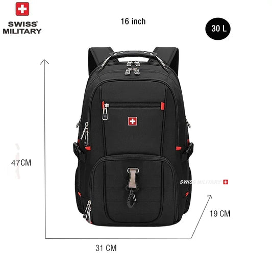 Swiss 17" Laptop Backpack - Waterproof Swiss-Style Multifunctional Travel Bag with USB Charging Port