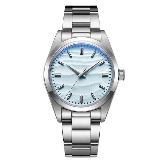 Men’s Stainless Steel Quartz Watch - 100M Waterproof, 3D Sand Dial Dress Timepiece