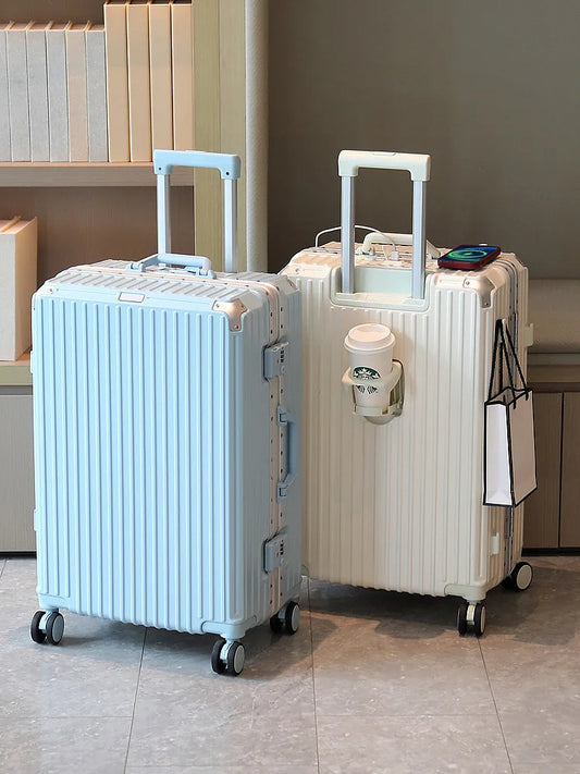 28-Inch Large Capacity Aluminum Frame Suitcase - Durable Trolley Luggage with Universal Wheels, Business Travel Suitcase 24