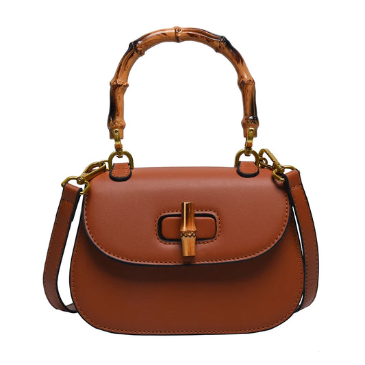 Bamboo Chic Saddle Crossbody - Designer Shoulder Satchel for Women