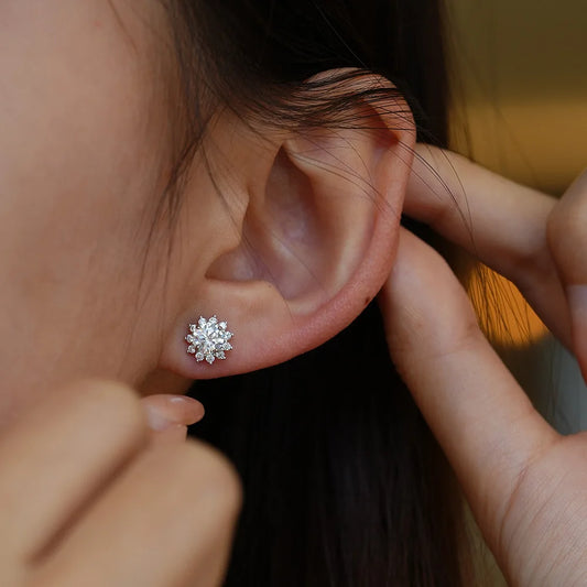 10 Carats Moissanite Stud Earrings - Luxury 925 Sterling Silver, Brilliant Round Cut Sparkling Jewelry for Women