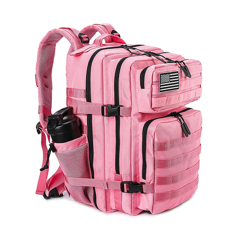 LHI 45L Tactical Backpack for Men & Women - Large Outdoor Sports Hiking Gym Bag with Bottle Holder