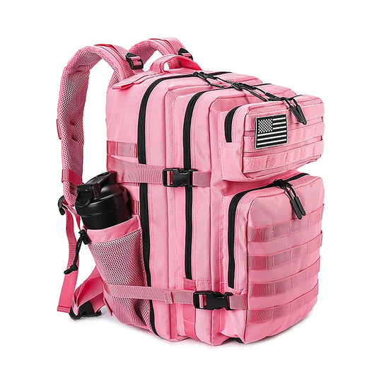 LHI 45L Tactical Backpack for Men & Women - Large Outdoor Sports Hiking Gym Bag with Bottle Holder