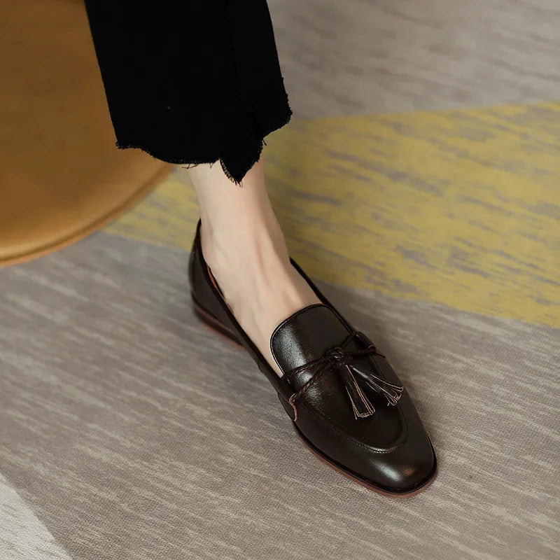 Retro Bowknot Tassel Flats & Stiletto Pumps - Elegant Round Toe Shoes for Office & Party