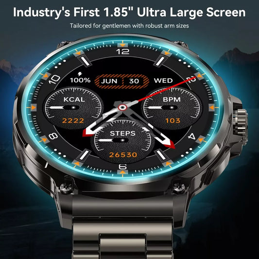 Premium GPS Smartwatch for Men - 1.85-Inch HD AMOLED Screen, 710mAh Battery, Sport & Bluetooth Call Function