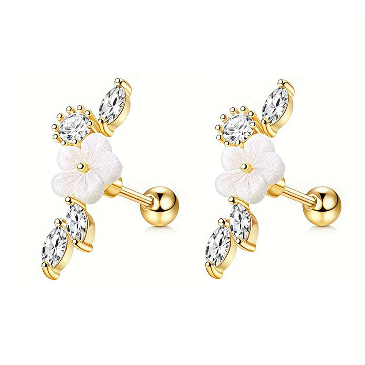 Beautiful Screw Back Cubic Zirconia Stud Earrings - Luxury Cartilage, Conch & Helix Piercing Jewelry for Women