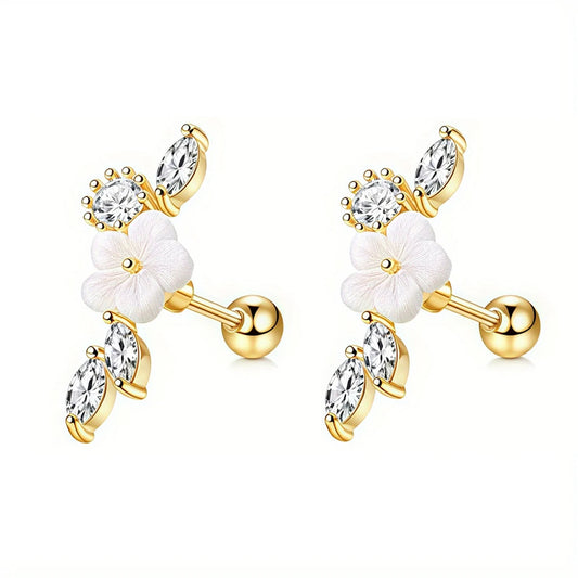 Beautiful Screw Back Cubic Zirconia Stud Earrings - Luxury Cartilage, Conch & Helix Piercing Jewelry for Women