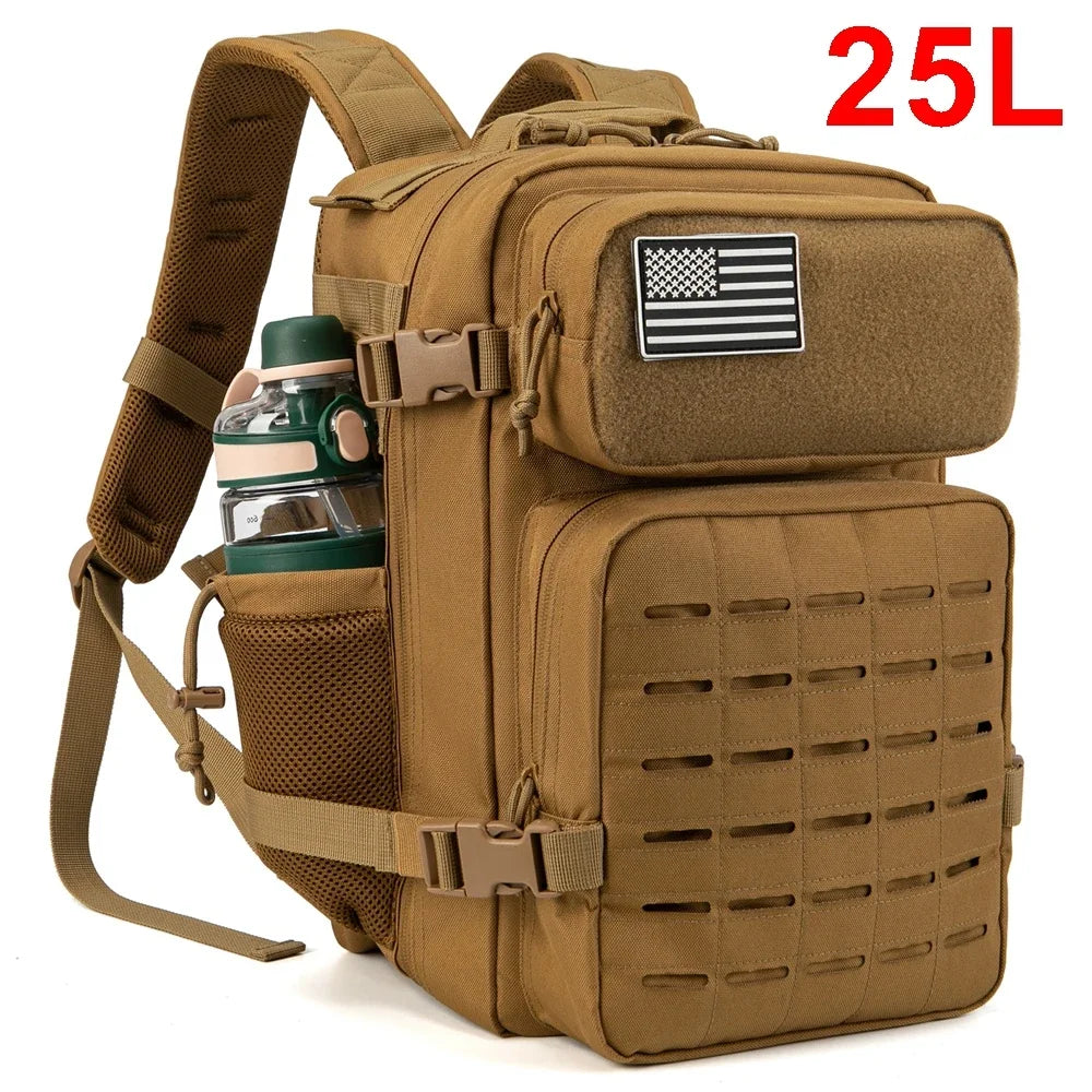 25L/45L Tactical Backpack for Men & Women - Outdoor Survival Bug Out Bag with Bottle Holder