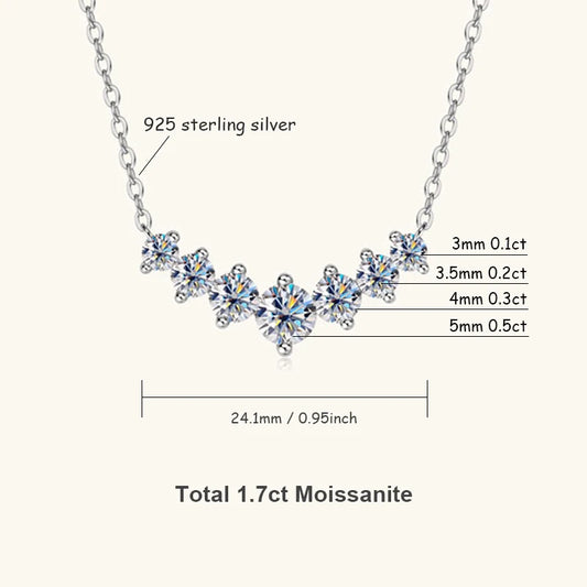 U-Smile D Color VVS1 Moissanite Pendant Necklace - 925 Sterling Silver Lab Diamond Necklace for Women, Certified Luxury Fine Jewelry