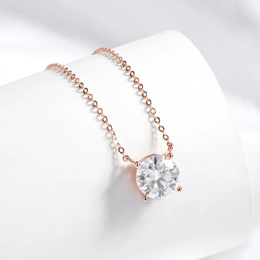 Smyoue 1–5CT D Color Moissanite Pendant Necklace - 925 Sterling Silver Rose Gold Plated Lab Diamond Necklace for Women, Sparkling Classic Fine Jewelry
