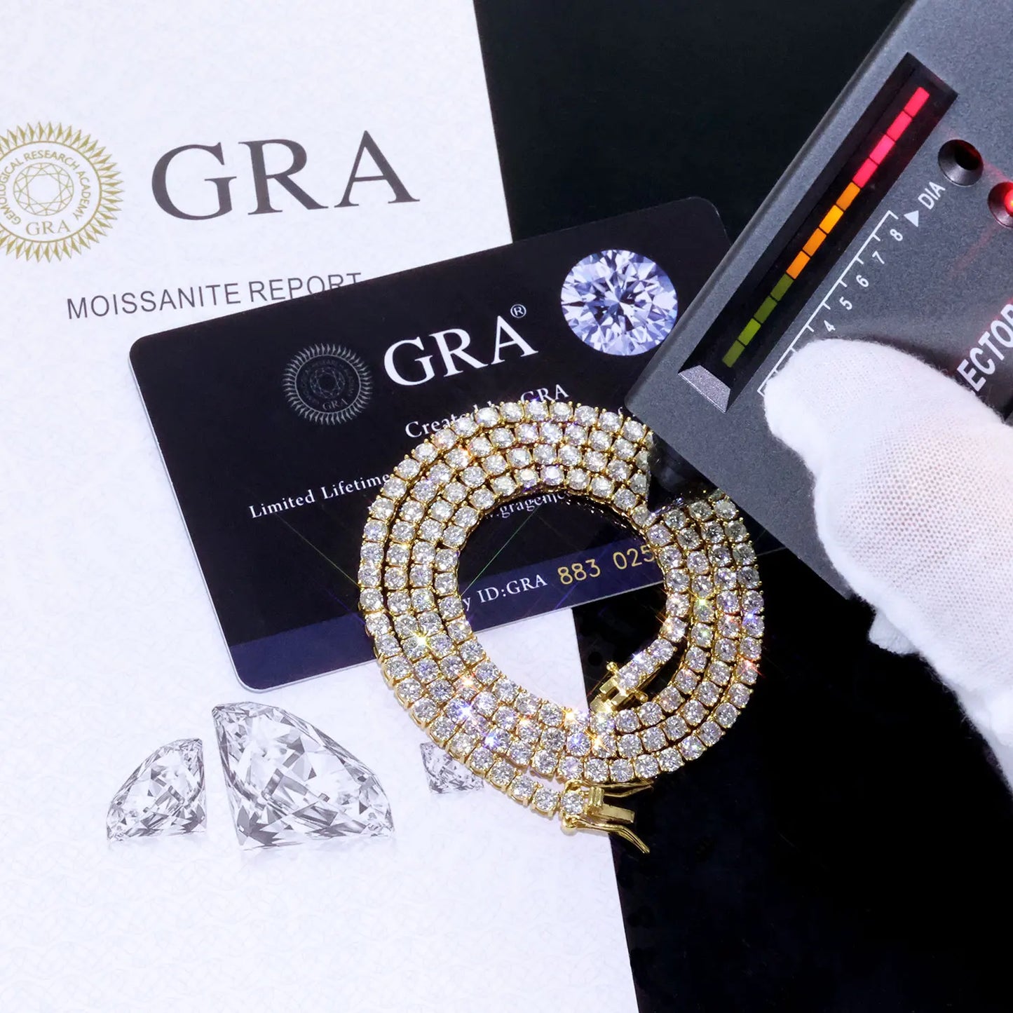 ESKEEM 925 Sterling Silver Moissanite Tennis Chain Necklace - VVS D Color Stones, Iced Out 2mm–5mm Lab Diamond Chain, Passes Diamond Tester, Fine Jewelry