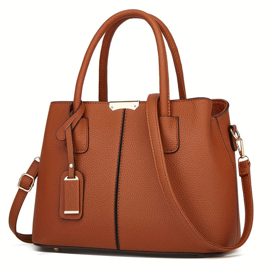 Lychee Grain Elegance – Chic European Shoulder & Crossbody Satchel