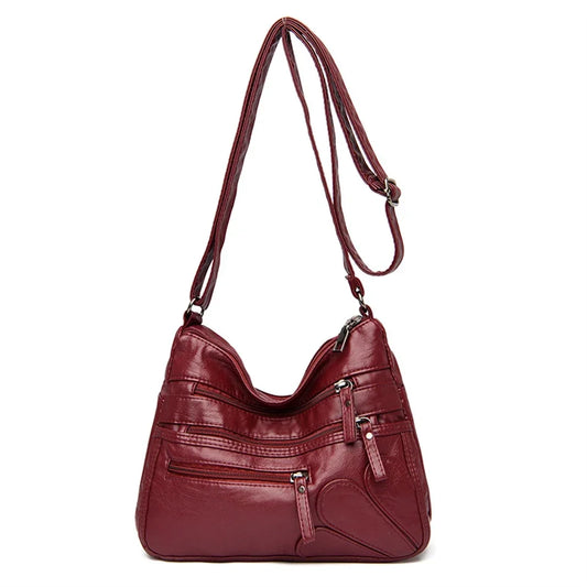 Velira Multi-Pocket Soft Leather Crossbody - Classic Designer Shoulder Bag for Women