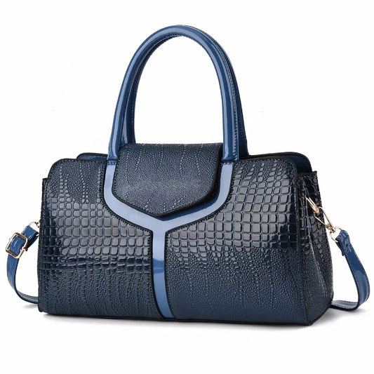 Retro Chic Croco Shoulder Tote - Minimalist Large Capacity Handbag for Women