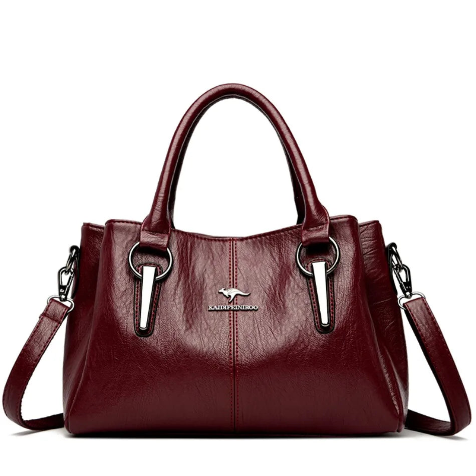 Triluxe Soft Leather Crossbody - Elegant 3-Layer Shoulder Handbag for Women