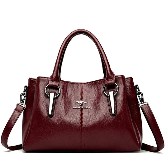 Triluxe Soft Leather Crossbody - Elegant 3-Layer Shoulder Handbag for Women