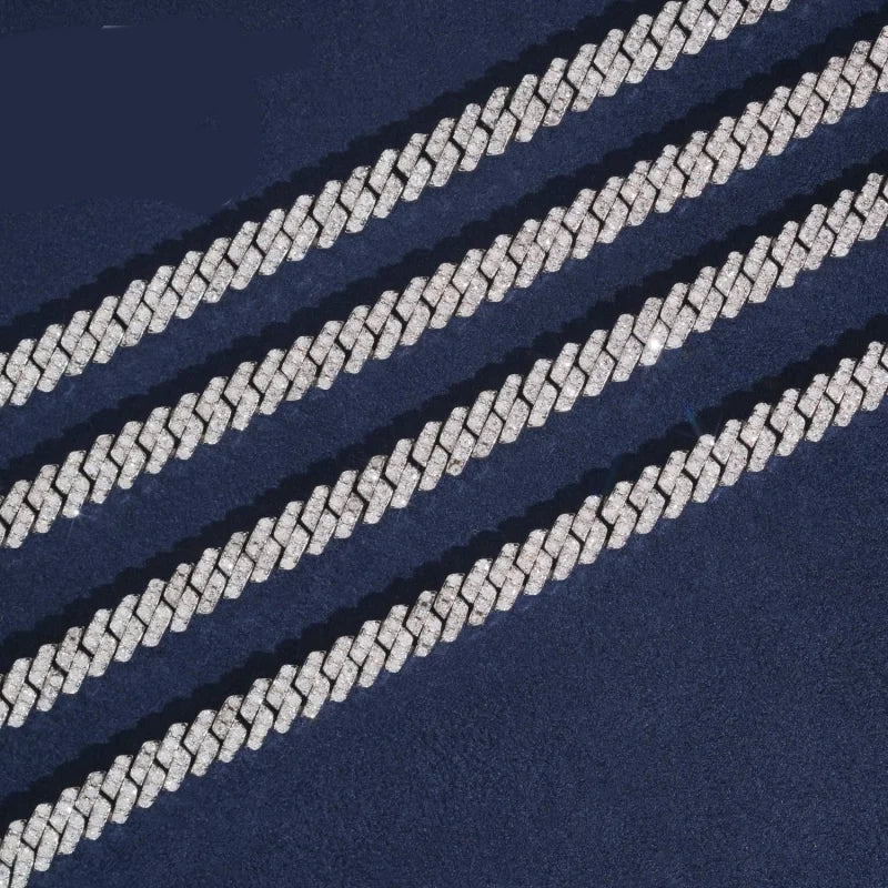 5mm Hip Hop Cuban Link Chain Necklace - 925 Sterling Silver Iced Out VVS Moissanite, Diamond-Cut, Passes Diamond Tester