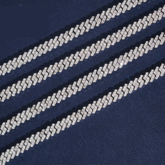 5mm Hip Hop Cuban Link Chain Necklace - 925 Sterling Silver Iced Out VVS Moissanite, Diamond-Cut, Passes Diamond Tester