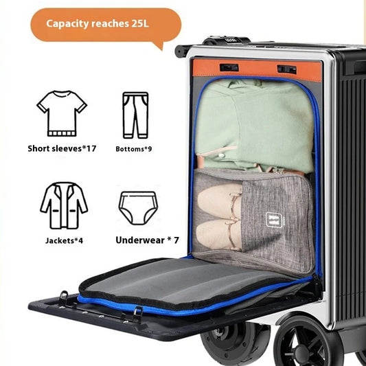 Smart Electric Ride-On Suitcase | Carry-On Travel Trolley for Adults & Kids | Rideable Boarding Luggage with Handle