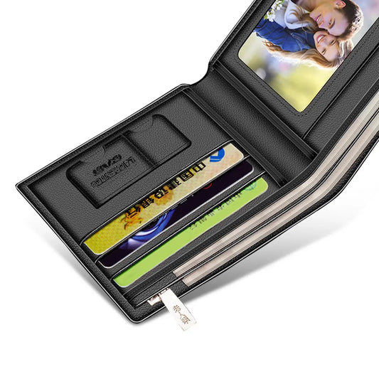 Laorentou Men’s Genuine Leather Short Wallet | Zipper Card Holder & A Perfect Gift