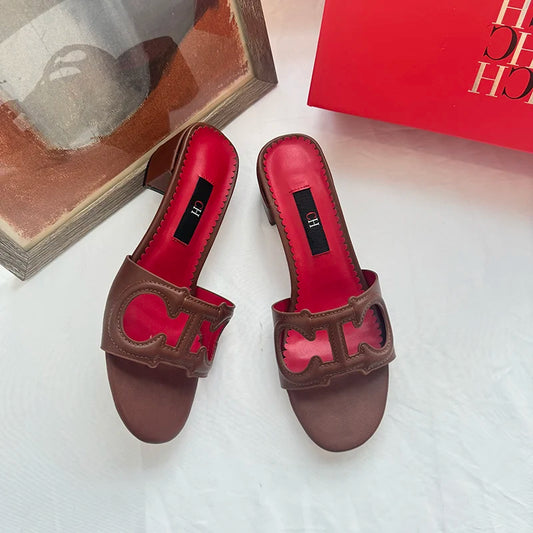 Luxury Stiletto Mules with Red Sole - Women’s Pointed Toe Heels for Office & Summer Parties