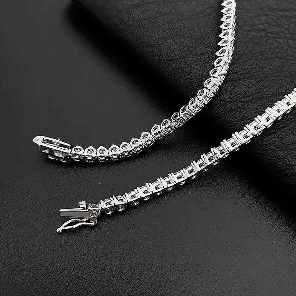 MUXIFC 18K Gold Plated 925 Sterling Silver Moissanite Tennis Necklace - 3-Claw Setting Lab Diamond Chain for Men & Women, GRA Certified Hip Hop Jewelry