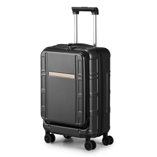 Airline Approved 20-Inch Carry-On Luggage with Front Compartment - 22x14x9, ABS+PC Hard Shell, TSA Lock, Double Spinner Wheels
