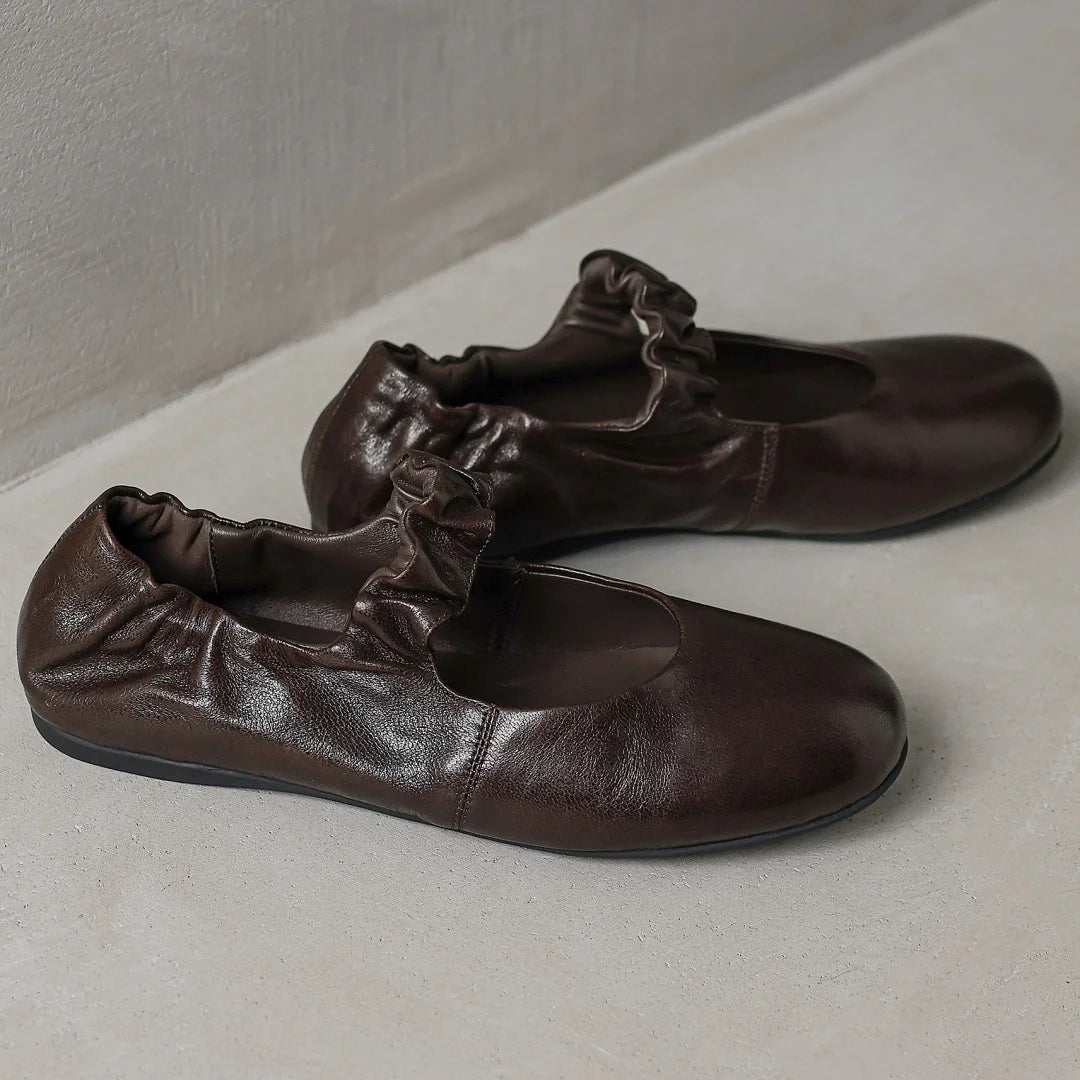 Women’s Sheepskin Slip-On Ballet Flats - Soft, Comfortable Round-Toe Ballerinas with Elastic Band