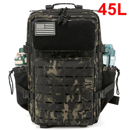25L/45L Tactical Backpack for Men & Women - Outdoor Survival Bug Out Bag with Bottle Holder