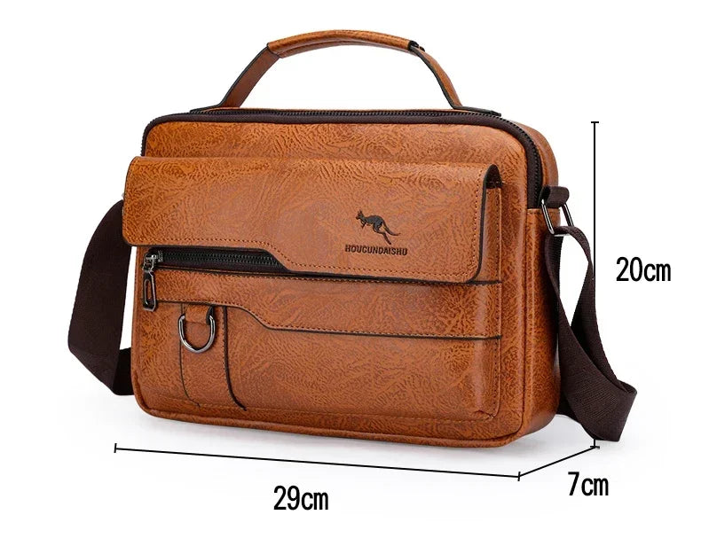 Kangaroo Brand Men’s Leather Messenger Bag | Luxury Crossbody Shoulder Handbag for Business & Casual Use