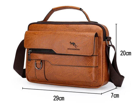Kangaroo Brand Men’s Leather Messenger Bag | Luxury Crossbody Shoulder Handbag for Business & Casual Use