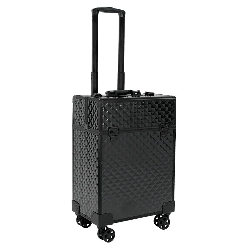 Luxury Rolling Makeup Trolley - Portable Professional Cosmetic Luggage with Wheels for Women, Manicure & Travel Use