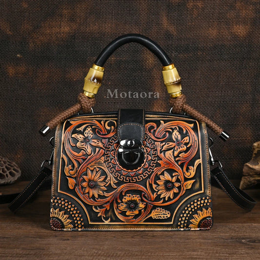 Motaora Vintage Embossed Artisan Shoulder & Crossbody Bag
