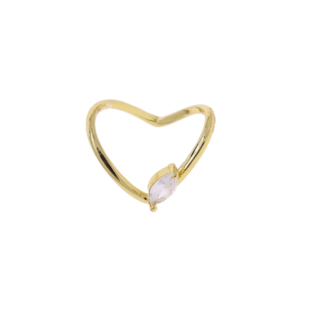 Personalized Water Drop Tassel Link Chain Ring - Gold Color Bling Zirconia Evening Jewelry