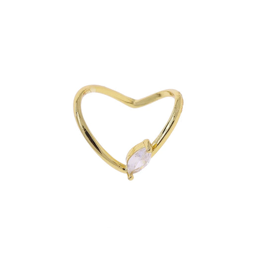 Personalized Water Drop Tassel Link Chain Ring - Gold Color Bling Zirconia Evening Jewelry