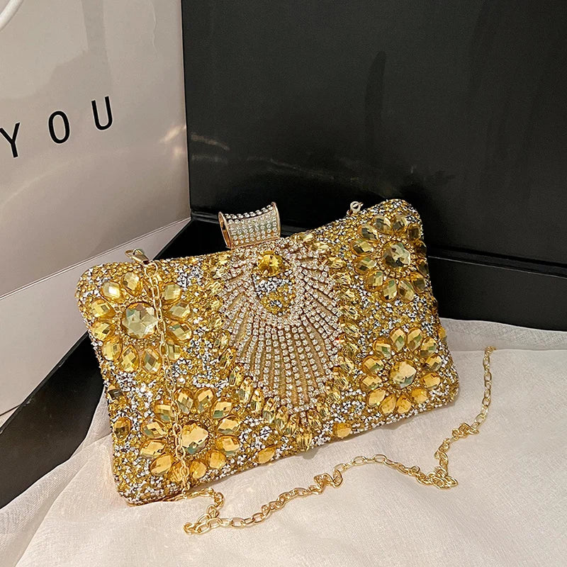 Crystal Bloom Luxe Evening Clutch – Sparkling Rhinestone Crossbody for Women