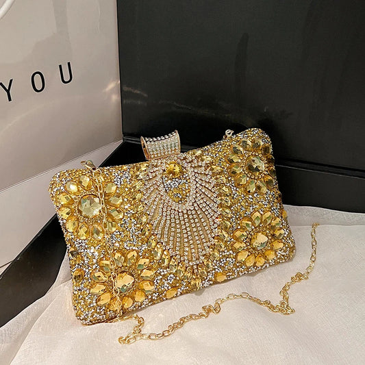 Crystal Bloom Luxe Evening Clutch – Sparkling Rhinestone Crossbody for Women