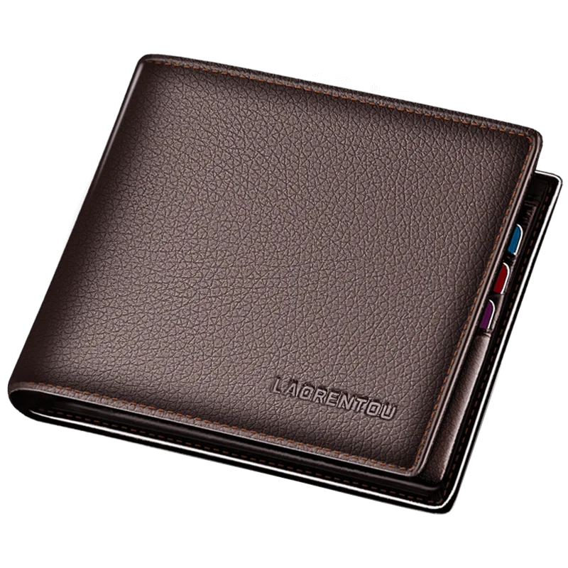 Laorentou Men’s Genuine Leather Short Wallet | Zipper Card Holder & A Perfect Gift