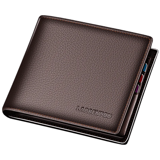 Laorentou Men’s Genuine Leather Short Wallet | Zipper Card Holder & A Perfect Gift